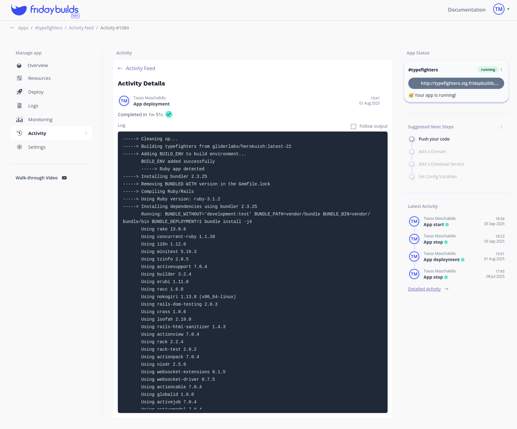 Deployment in progress screenshot